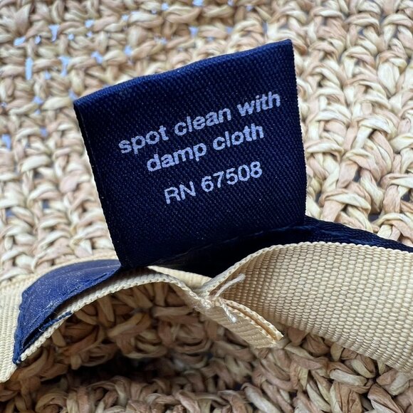 Saks Fifth Avenue Blue Women's OS Straw Hat Boho Hippie Floppy Wide Brim Woven - Picture 9 of 10